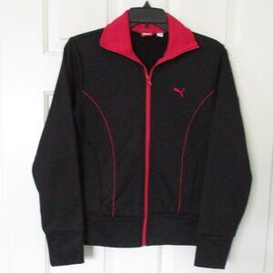 PUMA Womens L/S Black & Hot Pink Full Zip Active Top NWOT - Size Small